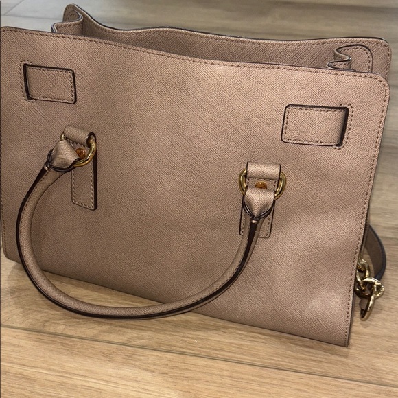 Michael Kors Taupe Saffiano Leather Convertible Tote Crossbody Bag - Picture 6 of 10